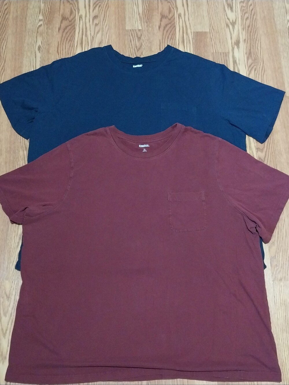 Kingsize Shirt Men Size 4X Blue Maroon Crew Neck Pocket T-Shirts